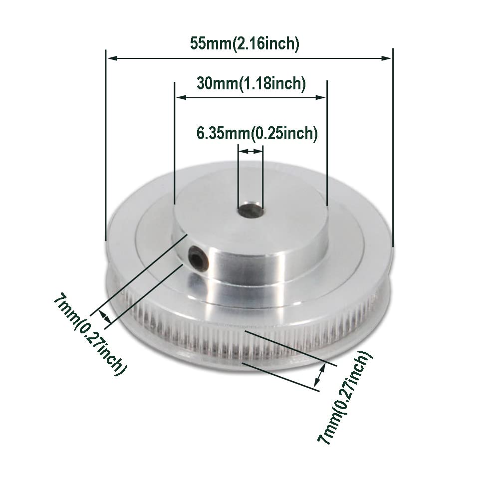4 Poulies GT2 60 Dents Alésage 8mm - Aluminium Pour Imprimante 3D
