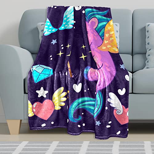 Couvre-lit couverture de lit confort doux moelleux licorne pour chambre enfant