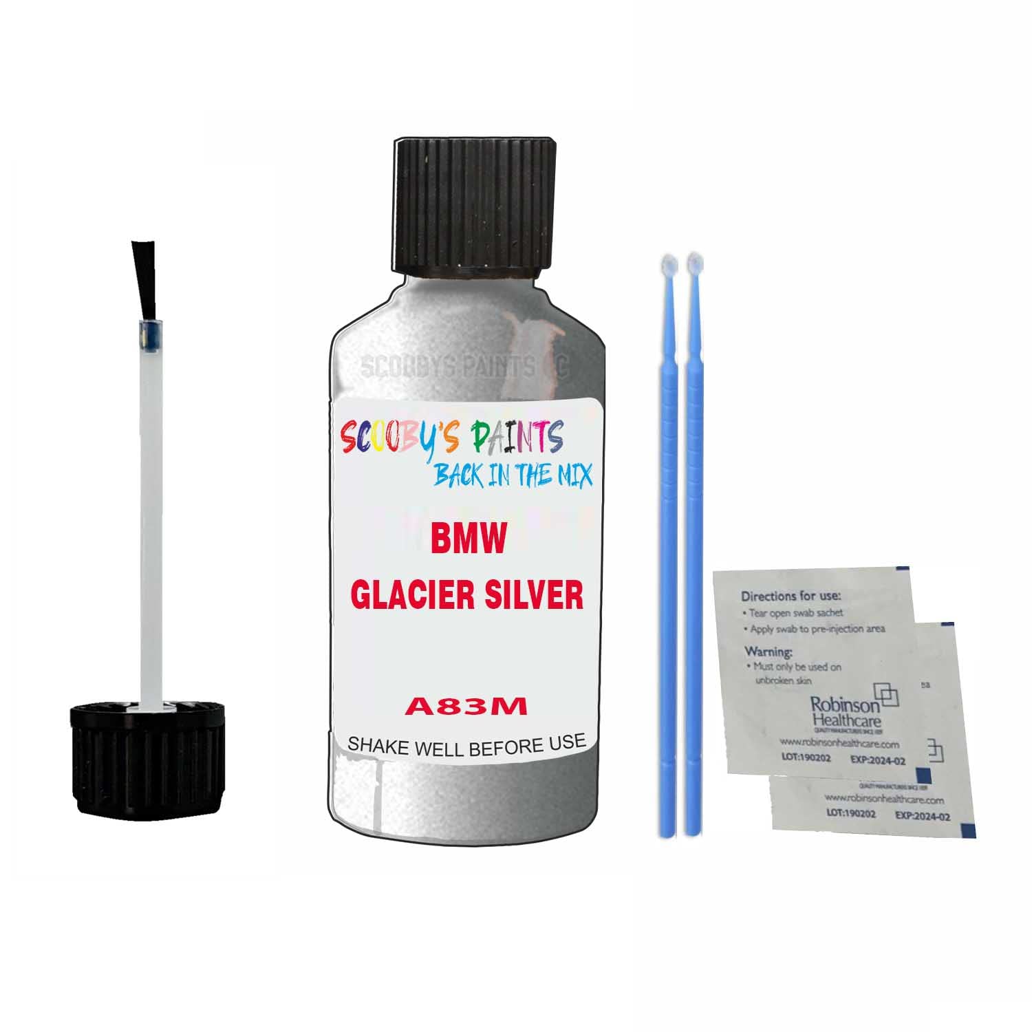 Scoobys Paints Back In The Mix Glacier Silver Touch Up Paint For Bmw X3 A83m 2011-2022 30Ml Bottle Brush Scratch Stone Chip Repair Pen