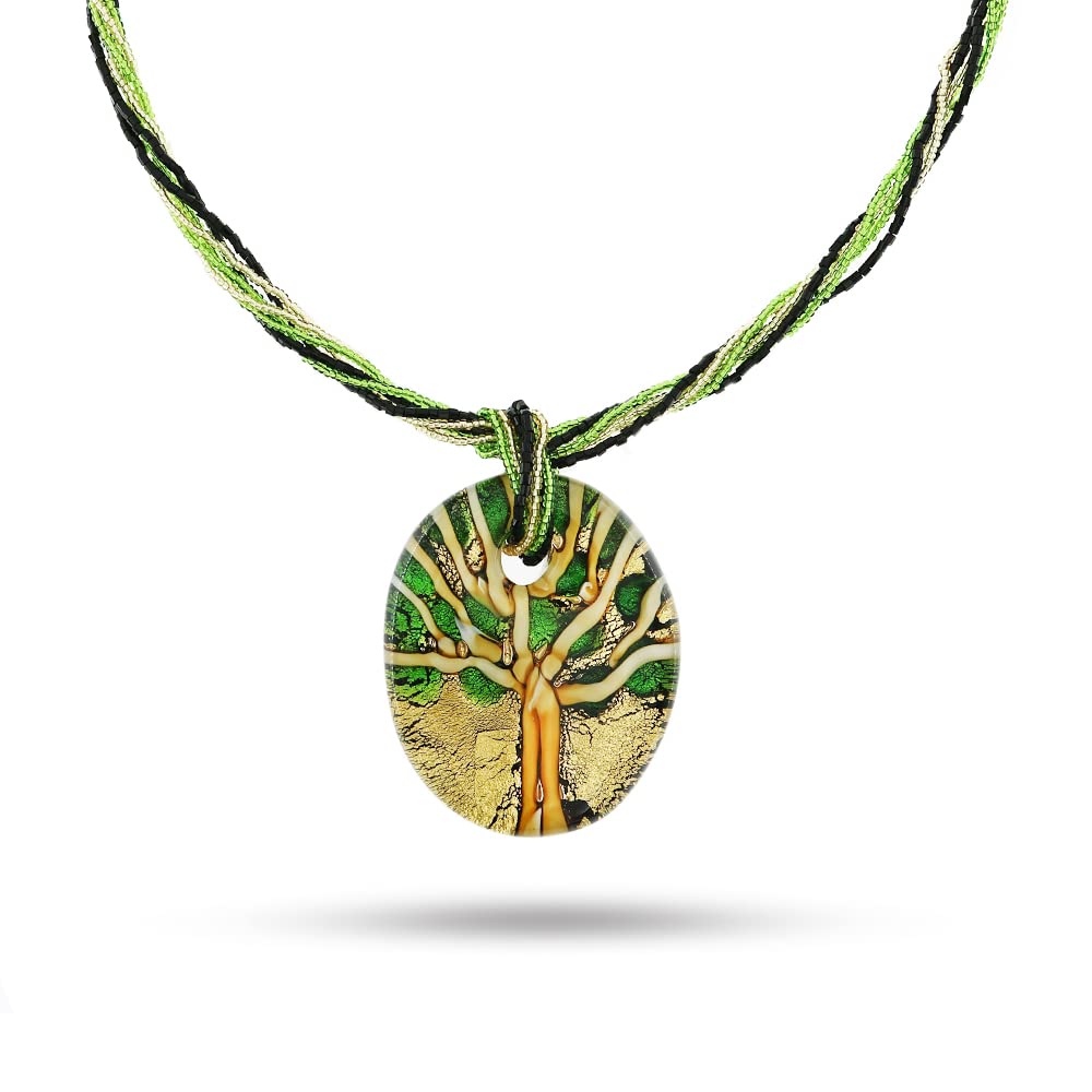 Venetiaurum - Collar con Medalla Árbol de la Vida en Cristal de Murano y Plata 925 - Joya Made In Italy Certificada
