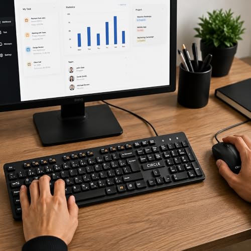 Image of Circle C43 Slim Multimedia Wired Keyboard and Mouse Combo | USB Connection | 3 Years Warranty | Slim Design, Durable & Quiet Typing | Ideal for Home, Office & Gaming Use