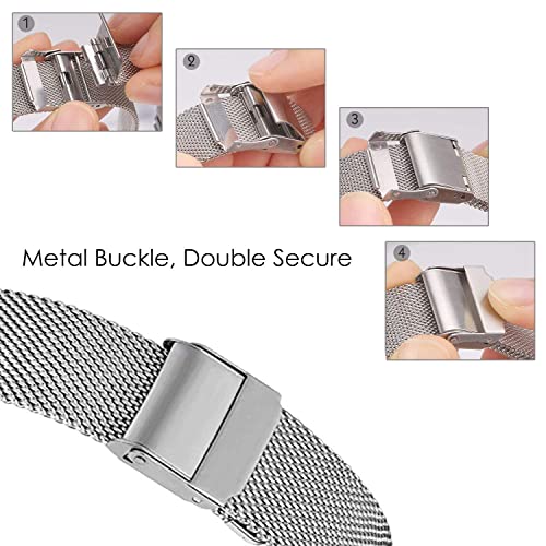 Vicrior Bands Compatible With 19Mm Id205L Veryfitpro Smartwatch Stainless Steel + Mesh Strap Bracelet Replacement Band For Id205L, Id205G Id205 Id205U Id205S, Silver #TOP4