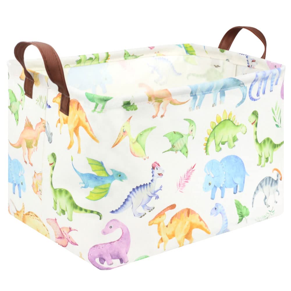 Rectangle Dinosaur Basket,Kids Toy Storage Bin,Storage Bins Organizer for Boys Nursery Hamper,Baby Room Decor,Gift Basket for Boy and Girl(Dinosaurs)