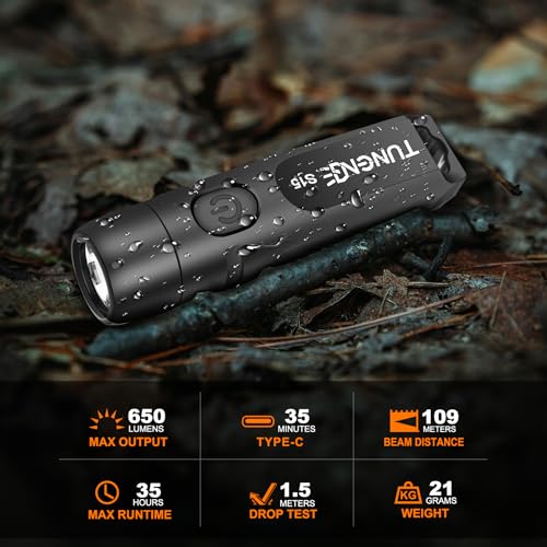 Image of S15 Rechargeable Keychain Flashlight 2PCS, 650 Lumens Super Bright EDC Mini LED Flash Light, Portable Pocket Light for Emergencies, Hiking, Outdoor, Daily Use