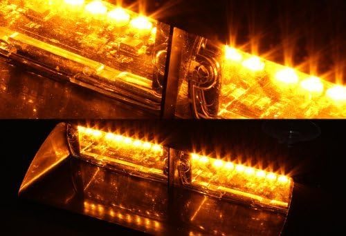 WoneNice 16 LED High Intensity LED Law Enforcement Emergency Hazard Warning Strobe Lights 18 Modes for Interior Roof/Dash/Windshield with Suction Cups (Amber)