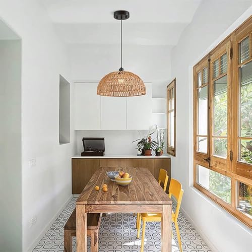 Lámpara de techo colgante de mimbre estilo retro para decoración interior 2