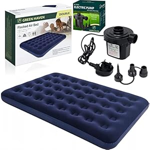 Green Haven Double Blow up Camping bed + AC Electric Air pump | Waterproof Double Airbed Inflatable Mattress | Camping…