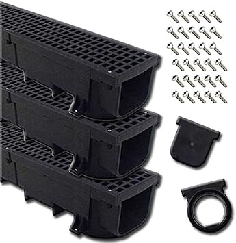 Polylok Black Heavy Duty 4ft Trench Drain Kit 3 Pack / 12 Linear Feet