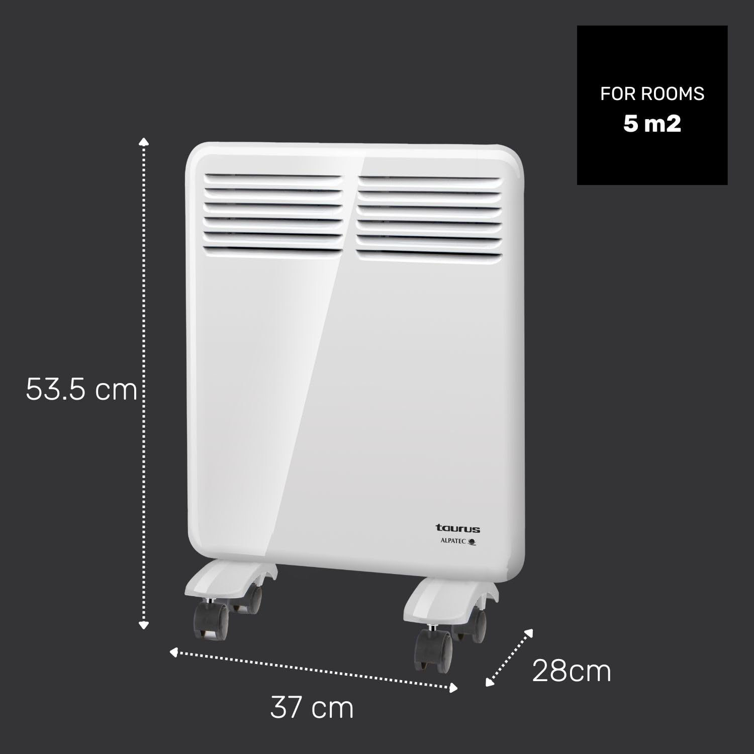 Taurus Alpatec grzejnik konwektorowy CHTA 500, 500 W, IP24, do użytku w łazience, programator, biały