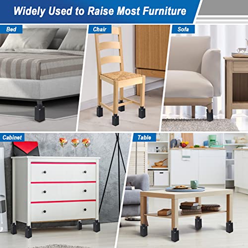 Catcan 4 Pack Adjustable Bed Risers 4 Inch, Furniture Risers With Adjustable Screw Clamp Chair Risers Fit Furniture Leg Diameters 0.8-1.6" Table Leg Extenders, Support Up To 20,000 Lbs (Black) #TOP6