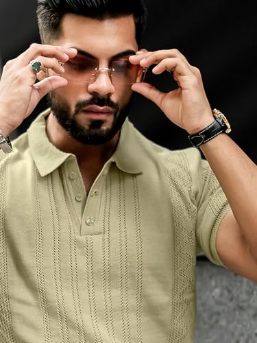 Image of Maniac || Mens || Solid Textured || Polo Neck || Half Sleeve || Cotton || Polo T-Shirt