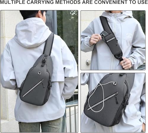 DOJUNS Crossbody Bags Sling Backpack, Sling Bag Cross body Shoulder Bag for Men and Women Chest Bag Travel Hiking Daypack (Light Grey)2