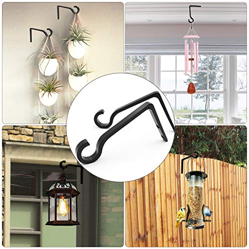 Qiegl Hanging Plant Bracket 6Inch Metal Plant Hook Shepherds Hook Decorative Wall Plant Hanger For Hanging Lanterns, Bird Feeder, Flower Basket, Home Decor Indoor & Outdoor 2 Pack (Black) #TOP3
