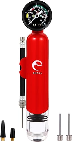 Bomba de bola con manómetro, bomba de bola deportiva de doble acción con aguja, inflado de aire para baloncesto, pelota de fútbol, fútbol, voleibol,