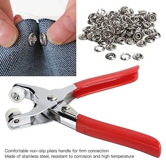 VENEXA Premium Snap Buttons, 100 Sets Silver Button Thickened Snap Fasteners Kit Metal Copper Five Claw Buckle Set with Hand Pressure Pliers Tool,Sewing Buttons Set for Clothing Sewing and Crafting 4
