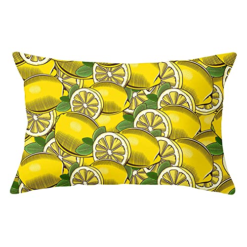 Lot de 1 Housse de Coussin 35x55cm Taie d'oreiller Décoratif en Velours Carré Double Face Fermeture Glissière Invisible Citron Jaune X801 14x22inch pour Salon Chambre Voiture Canapé Decoration Cover