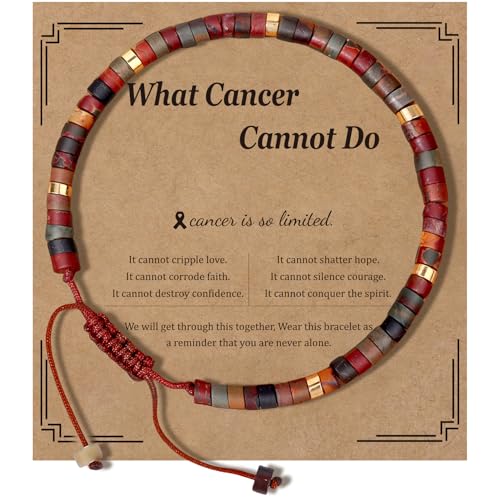 Encouragement Cancer Patients Gifts Bracelet w/Card - Inspirational Cancer Survivor Support, Get Well Gifts for Women, Natural Stone