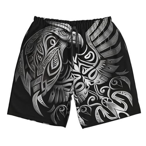 Eagle Tribal Native American Vintage Mens Swim Trunks Swim Board for Teen Shorts Surf Swimming Beach Trunks X-Large White4