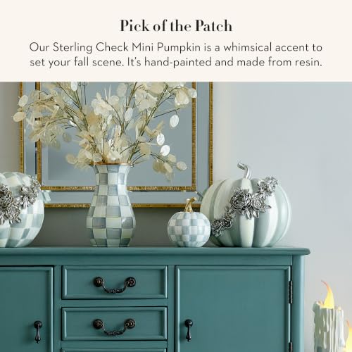 Image of MACKENZIE-CHILDS Resin Pumpkin, Mini, Gray-and-White Sterling Check