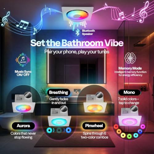 Image of VIVOHOME APP Control Bathroom Exhaust Fan with Bluetooth Speaker, 160CFM