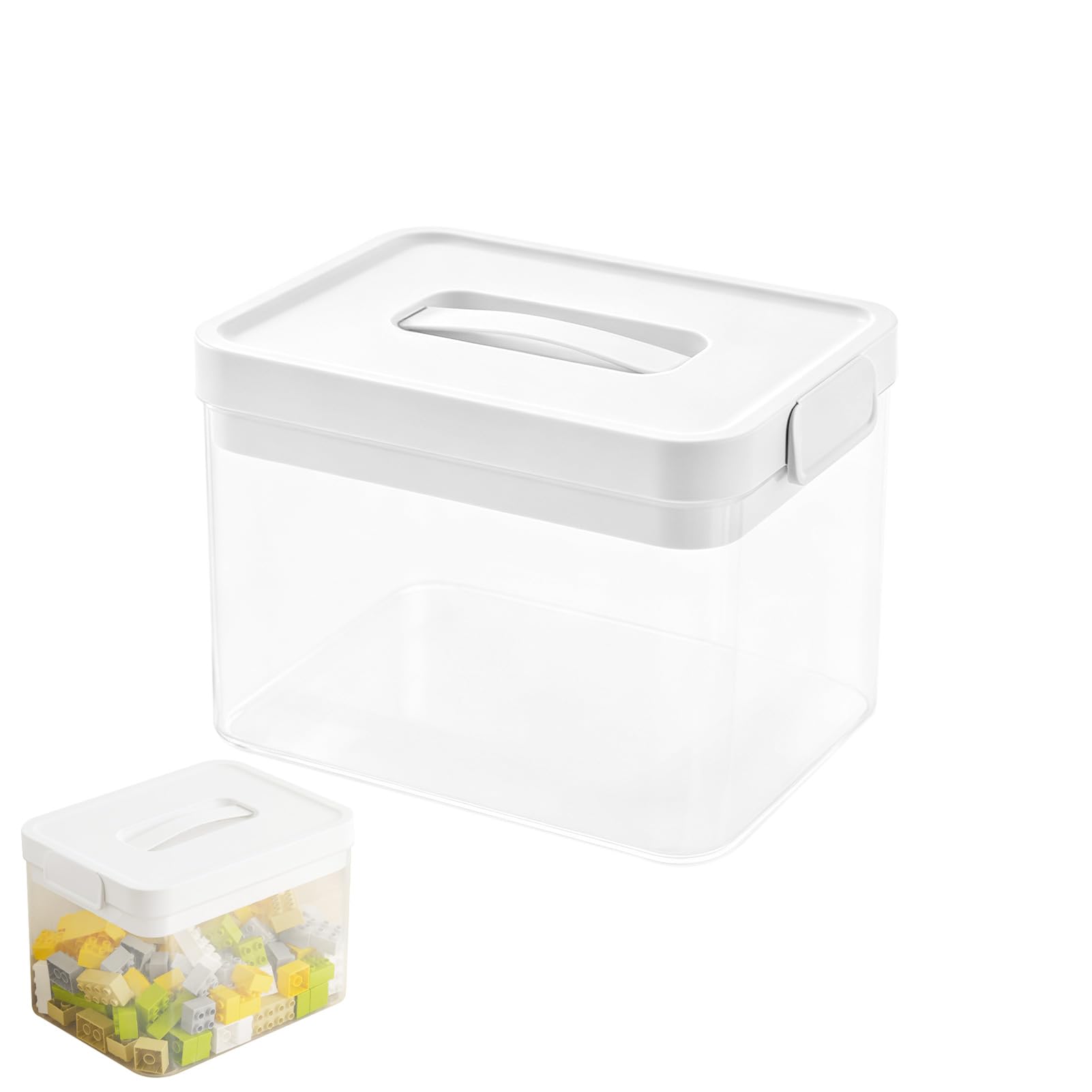 Aufbewahrungsbox mit Herausnehmbarem Tablett, Kunststoffbehälter mit Deckel und Verschlussschnallen, Stapelbare Bastelbox Plastikbox für Kunst, Werkzeug, Basteln, Spielzeug (24*32.5*23.3cm)