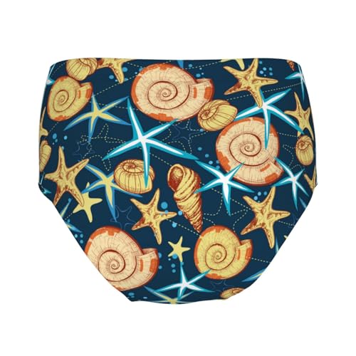 Marine Life Of Seashells And Starfish Girls' Underwear Soft Cotton Little Girls Panties Comfort Briefs2