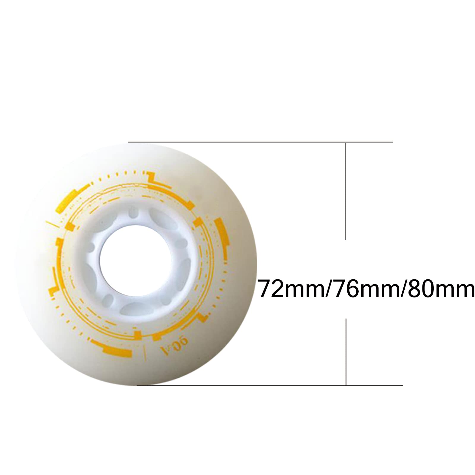 Genérico Ruedas de Repuesto para Patines en Línea Exterior Interior Paquete de 8 Ruedas con Luz Led de 90 A, 72 mm, 76 mm Y 80 mm, con Flash