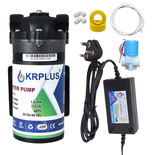 Image of 100 GPD RO Booster Pump with RO SMPS, Solenoid Valve (SV), 3 Mtr RO Pipe 1 /4 inch and Elbows Connector Suitable For All Types Of RO /UV Water Purifier (Pack of 4)