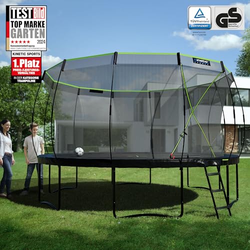 Kinetic Sports Trampolin Outdoor 427 cm – TÜV geprüft, mit Fiberglas Netzstangen