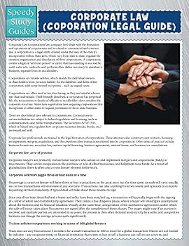 Paperback Corporate Law (Corporation Legal Guide) (Speedy Study Guide) Book