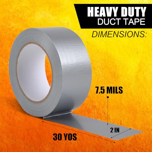 Image of 5Pack Duct Tape Heavy Duty, 2 inches x 30 Yards Strong, Flexible, No Residue, All-Weather and Tear by Hand-Bulk Value for Repairs,Industrial, Professional Use(Silver)