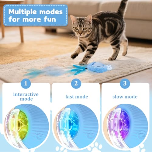 LETTERASHQP Katzenspielzeug Elektrisch Katzenball Elektrisch Elektronisches Interaktives Hundespielzeug Ball Katzenspielzeug Selbstbeschäftigung Smart mit Hasenohren und Schwanz für Katzen Hunde