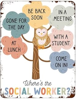 Social Worker Posters, Social Work Office Decor, Door Hanger, Social Worker Office Door Sign, Social Worker Gifts Metal Tin Signs Plaque Sign 12 x 16 Inch