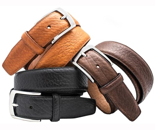 Deep Grain Buffalo Leather Dress Belt for Men - 1.25" Wide - Multiple Colors4