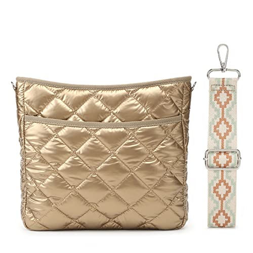 Image of Quilted Crossbody Bag, Puffer Shoulder Bag, Tote Bag with Zipper, Fashion Cotton Quilted Ladies Handbag