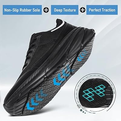 Qiucdzi Non Slip Work Shoes for Men Food Service Oil Water Resistant Sneakers Lightweight Chef Comfortable Walking Shoes for Restaurant Breathable Work & Safety Footwear