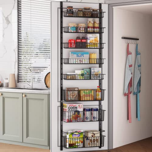 COVAODQ 8-Tier over door spice rack,hanging door storage kitchen,over door storage kitchen,Pantry Organizer Metal Hanging Kitchen Spice Rack Can Organizer