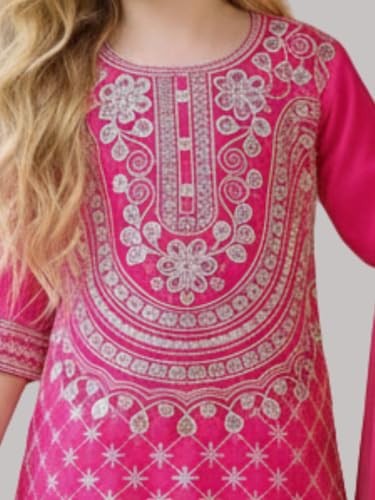 Image of A.T.U.N. (ALL THINGS UBER NICE) Girls Designer Embroidered Salwar Suit with Dupatta | Elegant 3 Piece Traditional Ethnic Outfit for Weddings Festivals & Special Occasions