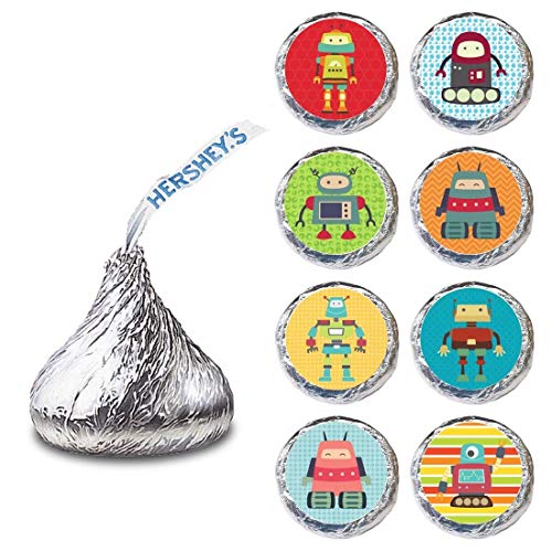 Robot Labels for Hershey Chocolates by Adore By Nat - Birthday and Baby Shower Candy Stickers - Set of 240 - Thumbnail 4