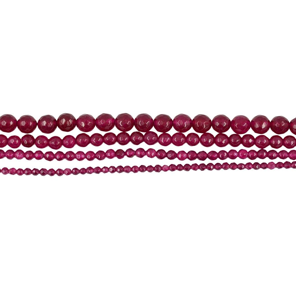 EXPORAEXPORA Faceted Ruby Jade Round Gemstone Loose Beads Strand For Jewelry Bangle Bracelet Making 15 Inch/ Strand 8mm