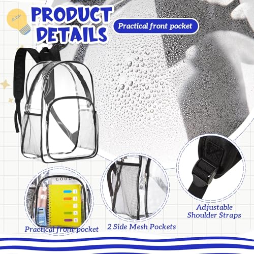 Image of Amylove 24 Pcs Clear Backpack bulk for Stadium Events Heavy Duty PVC Transparent Bookbag for College Workplace Security (15 Inches+17 Inches,Black)