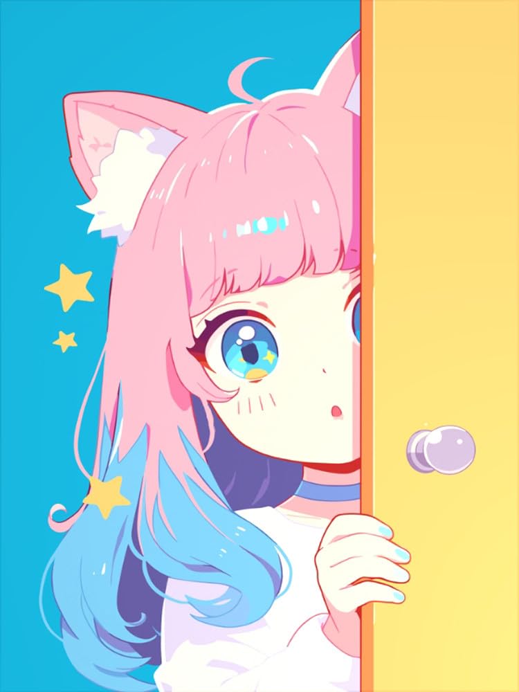 Amazon | Musenr クロスステッチ刺繍キット猫耳少女落書き漫画の