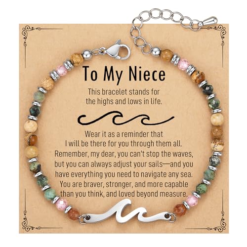 TONY & SANDY Niece Gifts from Auntie Aunt, Niece Christmas Birthday Gifts, Wave Bracelet...