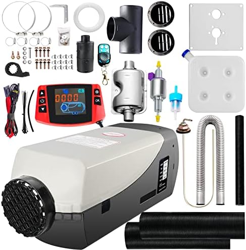 Wayska Diesel Air Heater 12V, 15L Tank, Diesel Heater 8KW, Muffler, Diesel Parking Heater with LCD Thermostat Monitor & Remote Control for Trucks, Trailer, Boat and Motor-home