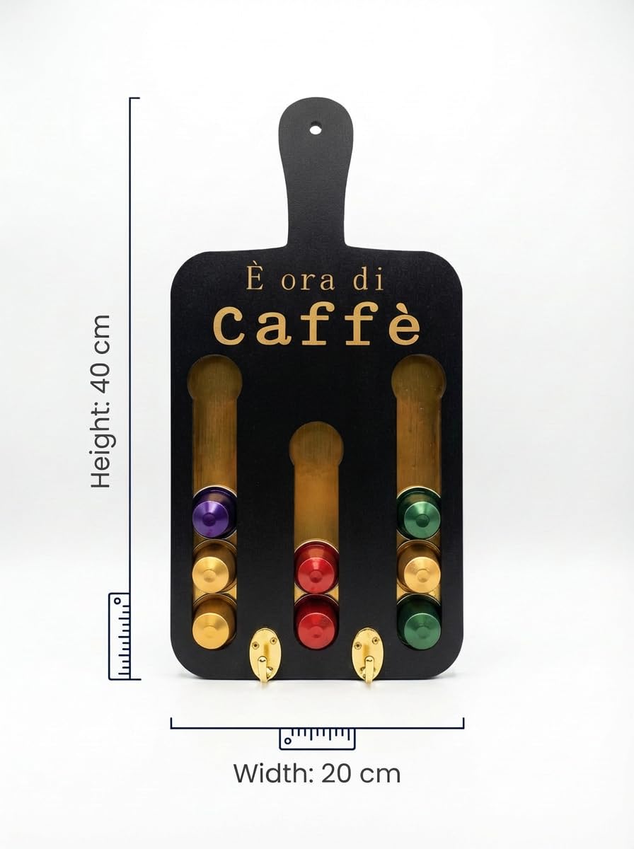 Generico Porta Cialde Caffè in Legno Artigianale – Supporto Elegante per Cialde Capsule per Nespresso e Compatibili – Organizer Salvaspazio per Cucina e Coffee Tè Portacapsule Station (Nero)