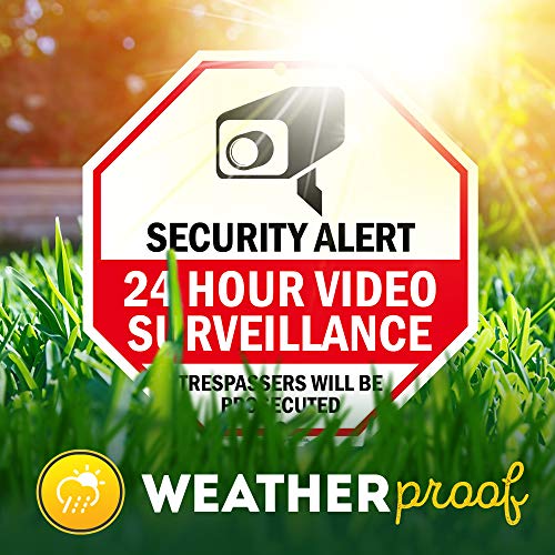 Securtity Alert 24 Hour Video Surveillance Trespassers Will Be Prosecuted Sign, 12" X 12" 0.40 Aluminum, Fade Resistance, Indoor/Outdoor Use, Usa Made By My Sign Center #TOP6