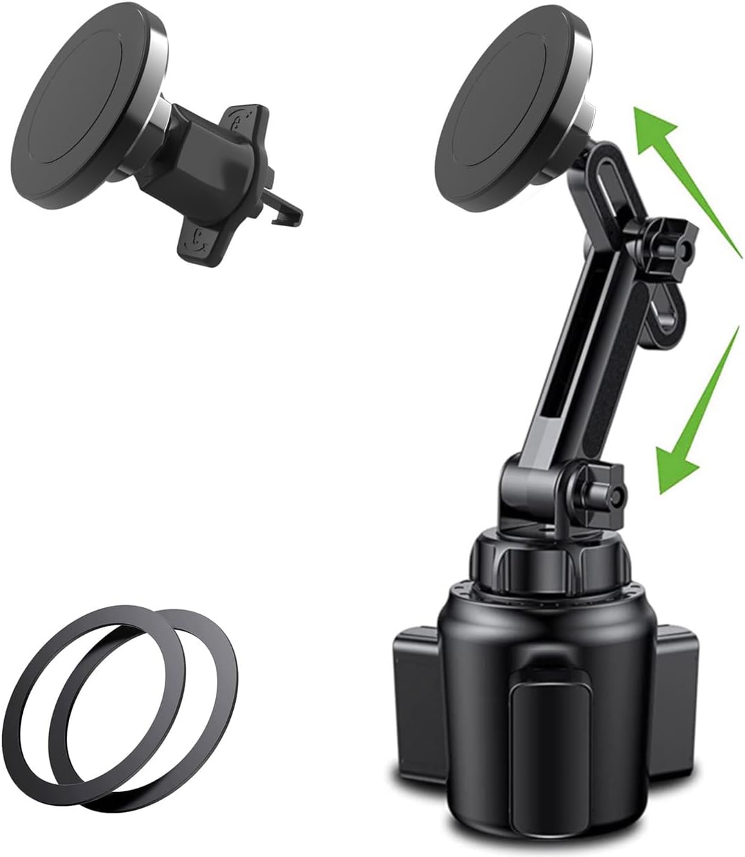 Magnetic Car Cup Holder Phone Mount for MagSafe, 2 Pack Cell Phone Mount for Car Cup Holder & Air Vent [ 20 X N52 Magnets ], for iPhone 15 14 13 Pro Plus Max Mini, MagSafe Case & Other Phone