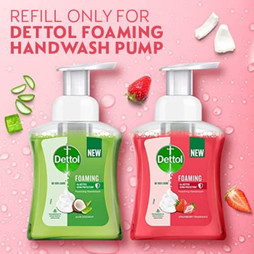 Image of Dettol Foaming Handwash Refill - Strawberry, 700ml | Rich Foam | Moisturizing Hand Wash | Soft on Hands (Pack of 2)