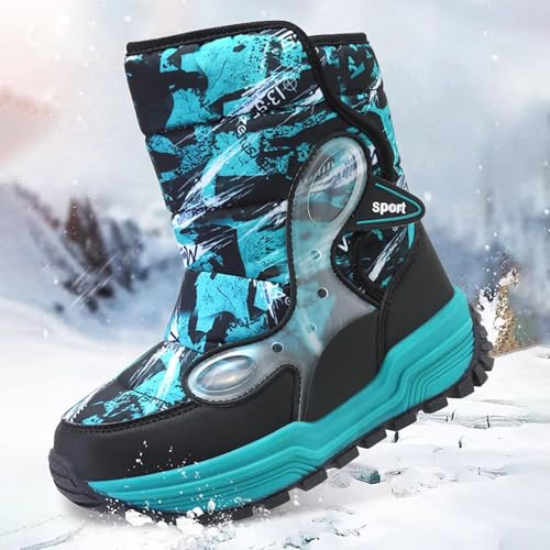 4‐14 Years Girls Boots Size 2 Big Kid Boys Cotton Shoes Slip 𝗥esistant Walking Boots Winter Warm 𝐖aterproof Snow Boots4
