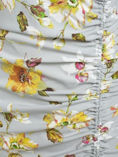 Image of ZAFUL Womens Summer Floral Spaghetti Midi Dresses 2025 Sexy V Neck Sleeveless Drawstring Ruched Split Backless Cocktail Dress